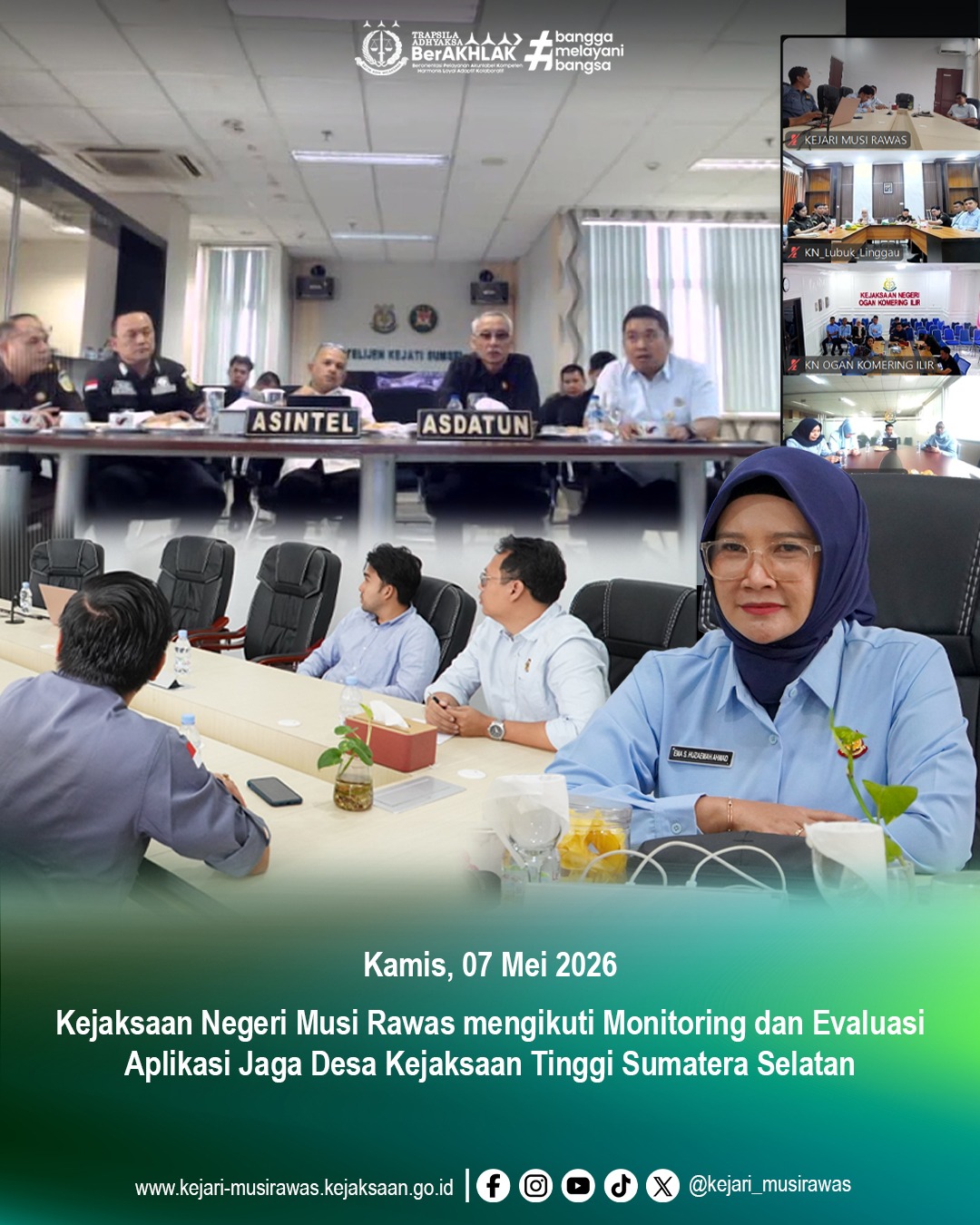 Kajari Musi Rawas Beserta Jajaran Ikuti Monitoring dan Evaluasi Aplikasi Jaga Desa Kejati Sumsel