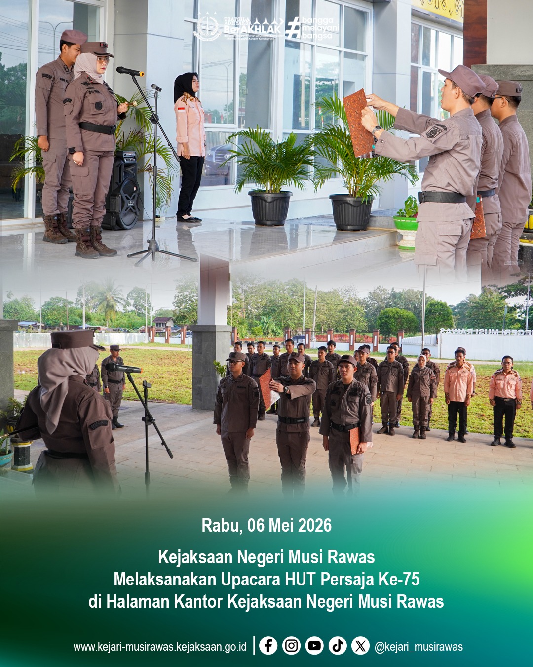 Peringati Hari Jadi Persatuan Jaksa Indonesia Kejari Musi Rawas Laksanakan Upacara HUT PERSAJA ke-75
