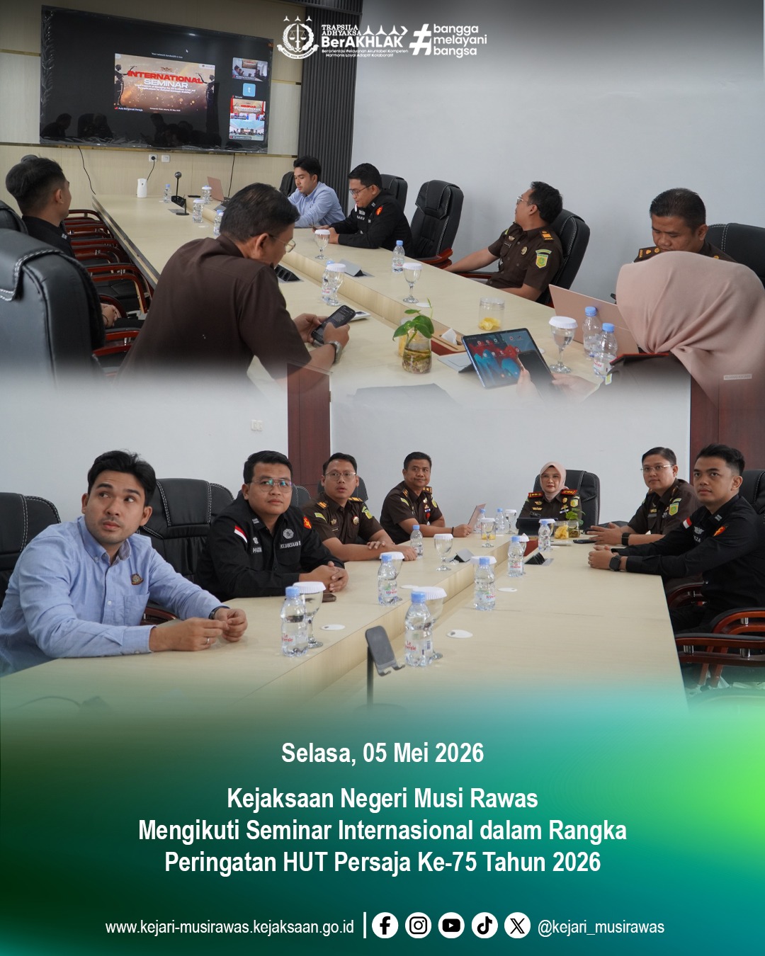 Kajari Musi Rawas Beserta Jajaran Ikuti Seminar Internasional dalam Rangka HUT ke-75 PERSAJA
