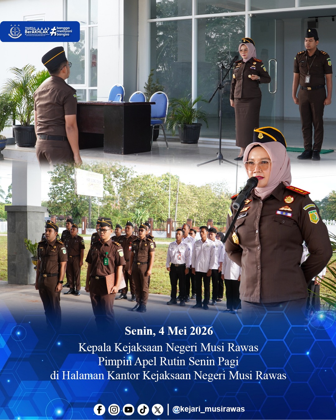 Pimpin Apel Senin Pagi Kajari Musi Rawas Tegaskan Kedisiplinan dan Komitmen Pelayanan