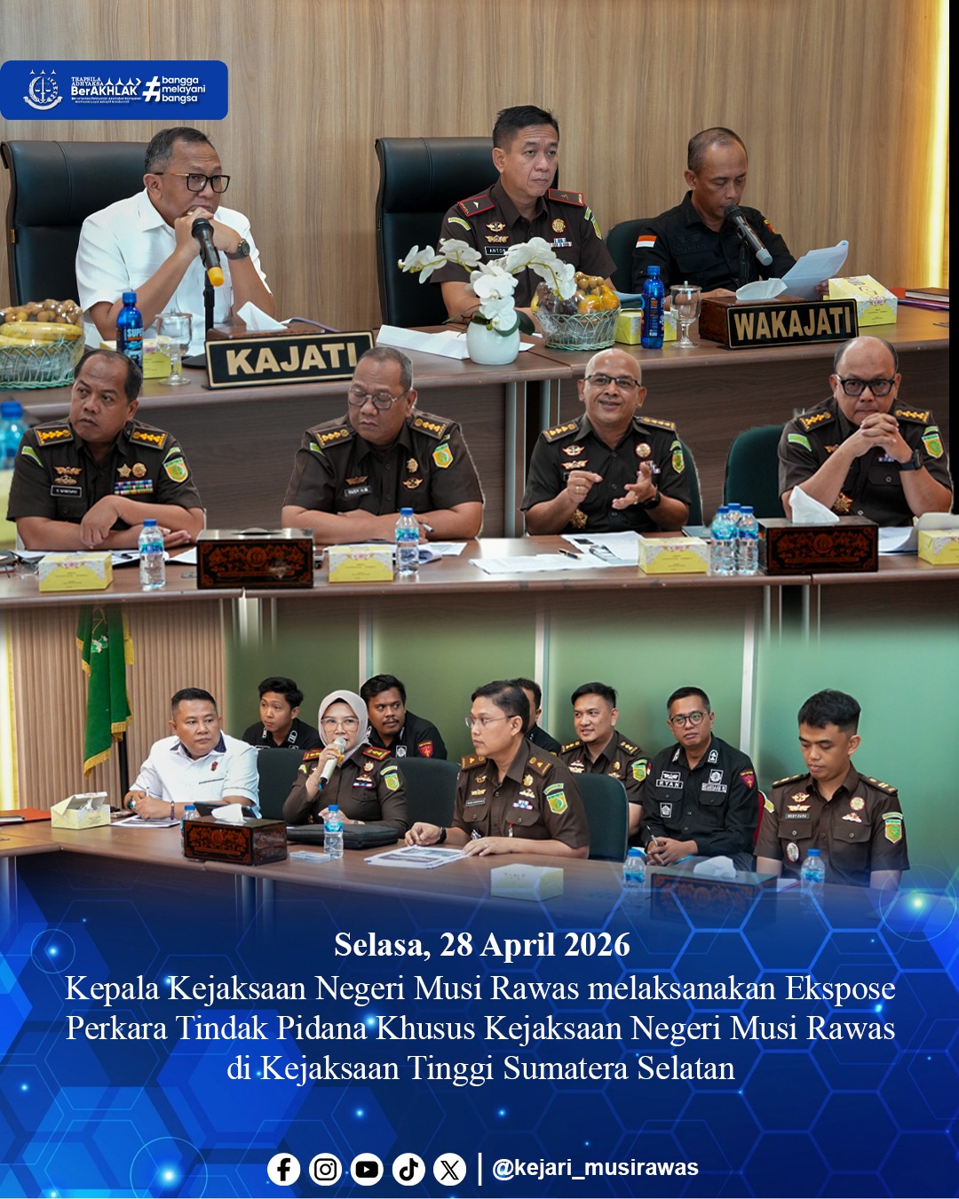 Gelar Ekspose Perkara Tindak Pidana Khusus Kajari Musi Rawas dan Jajaran Sambangi Kejati Sumsel