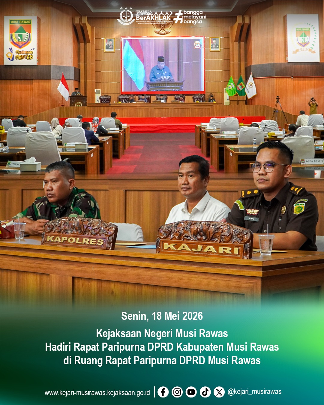 Kasubag Bin Kejari Musi Rawas Hadiri Rapat Paripurna DPRD Kabupaten Musi Rawas
