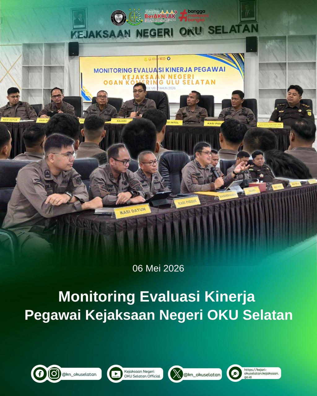Kajari OKU Selatan Pimpin Monitoring dan Evaluasi Kinerja Pegawai