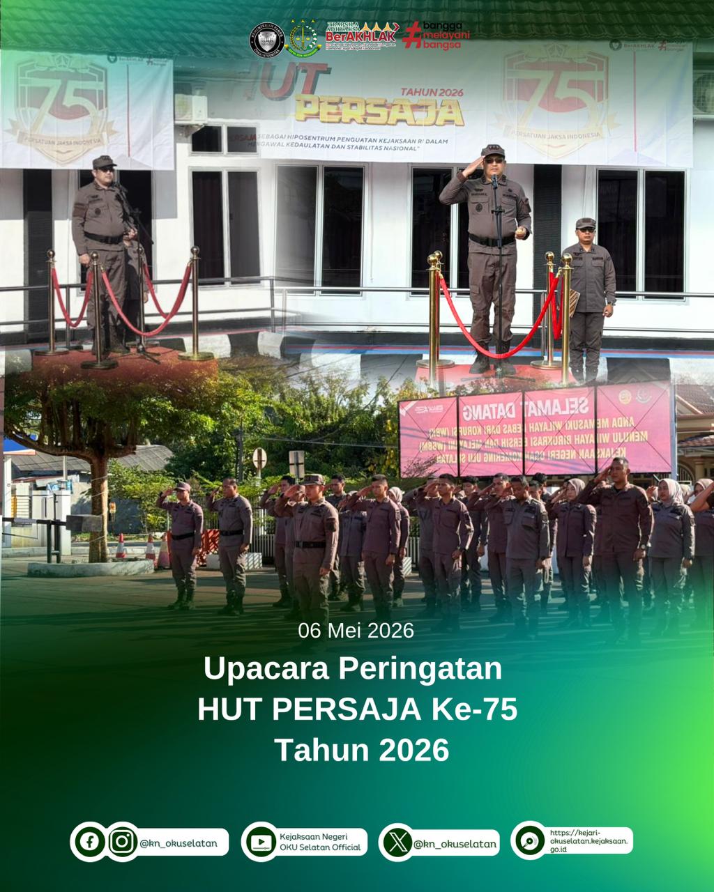 Kejari OKU Selatan Gelar Upacara HUT PERSAJA ke-75 Tahun 2026