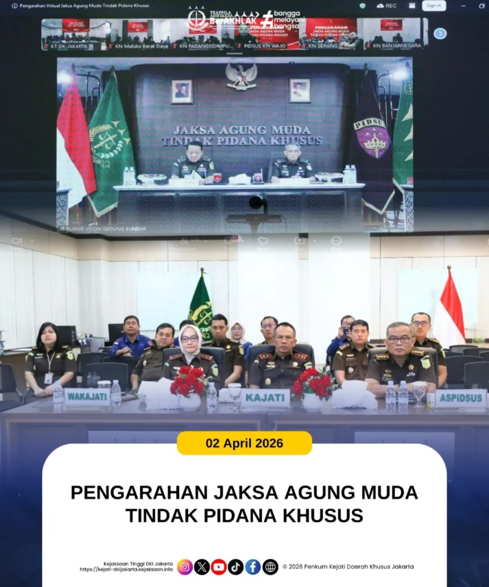 Kegiatan Pengarahan Jaksa Agung Muda Tindak Pidana Khusus yang dilaksanakan secara virtual
