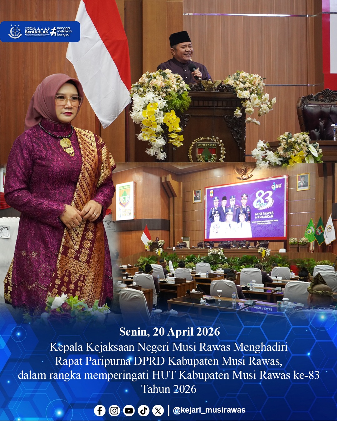 Semarak Hari Jadi Daerah Kajari Musi Rawas Hadiri Rapat Paripurna DPRD Peringatan HUT Kabupaten Ke-83