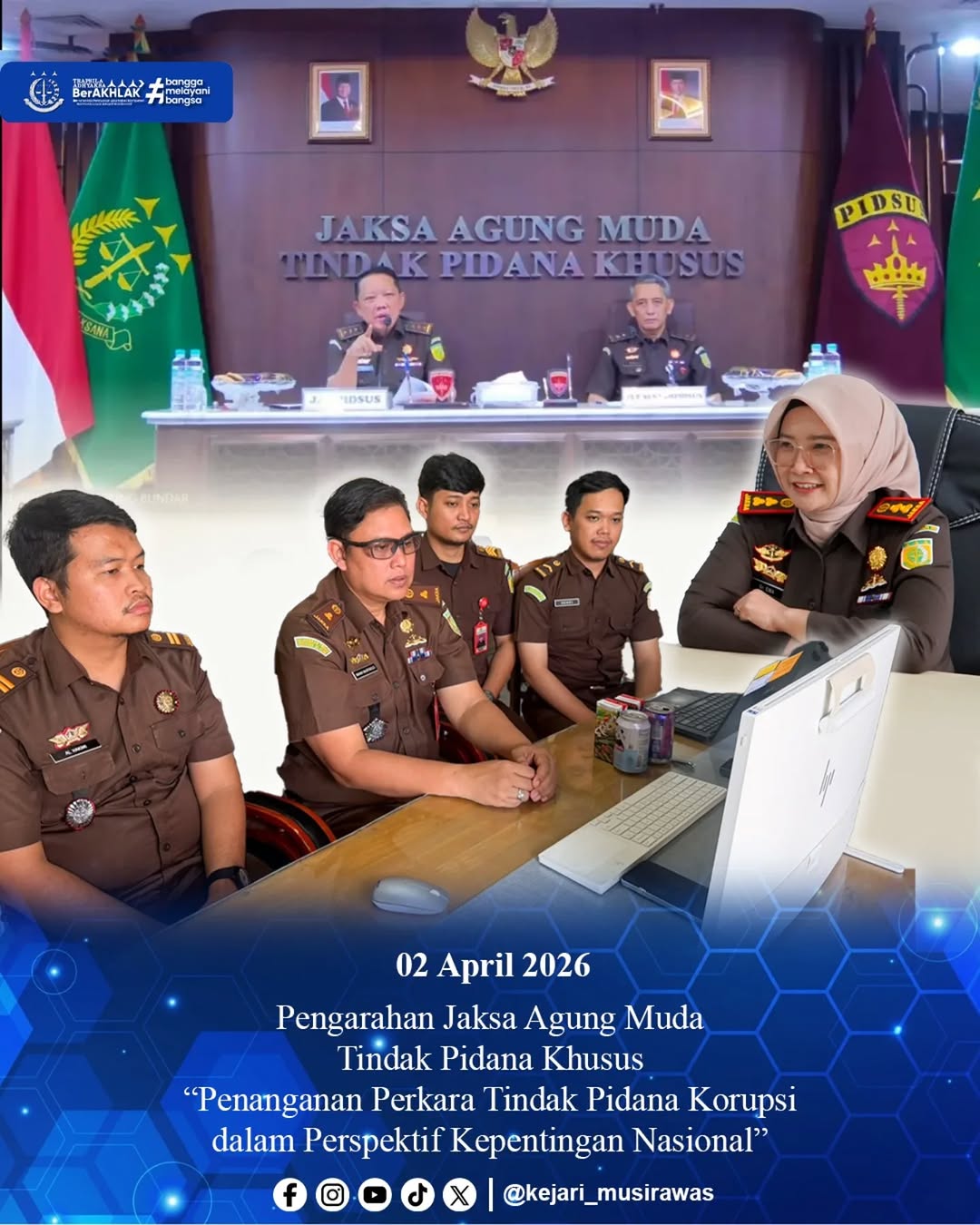 Kawal Kepentingan Nasional Kajari Musi Rawas dan Jajaran Ikuti Pengarahan JAM-PIDSUS Terkait Penanganan Korupsi