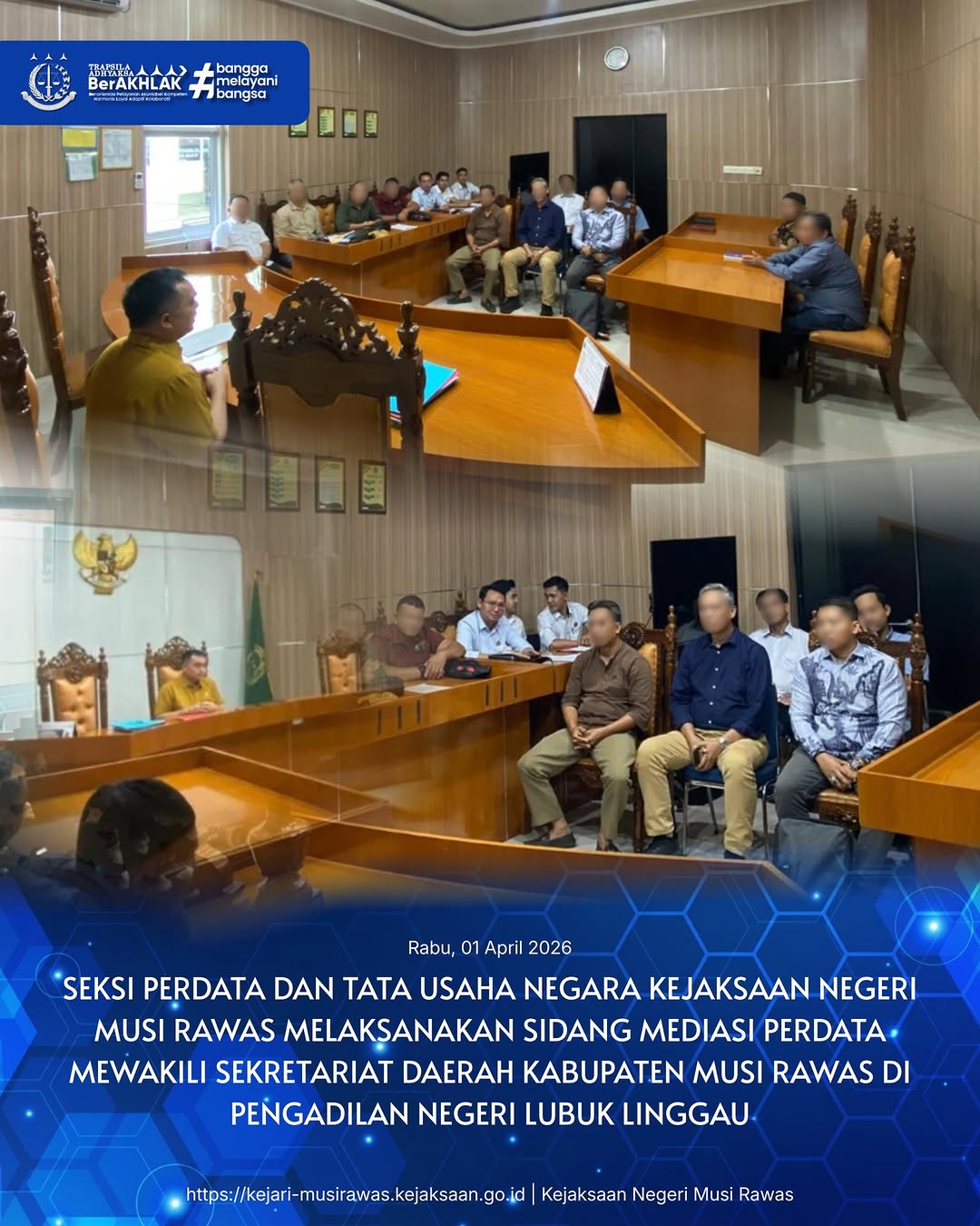 Berperan Aktif Jaga Aset Daerah Seksi Datun Kejari Musi Rawas Hadiri Sidang Mediasi di PN Lubuk Linggau