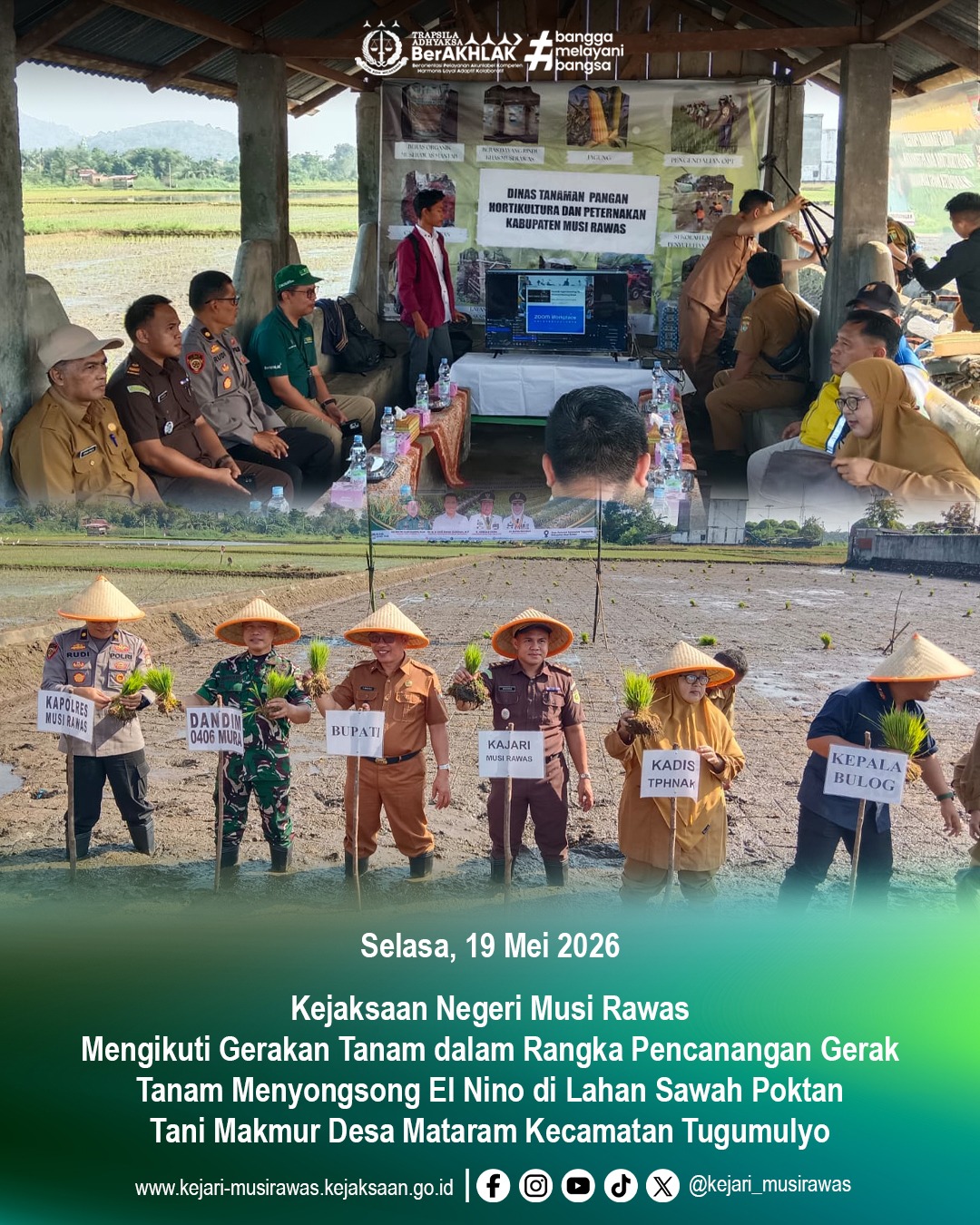 Antisipasi Dampak El Nino Jajaran Kejari Musi Rawas Ikuti Gerakan Tanam Serentak di Desa Mataram