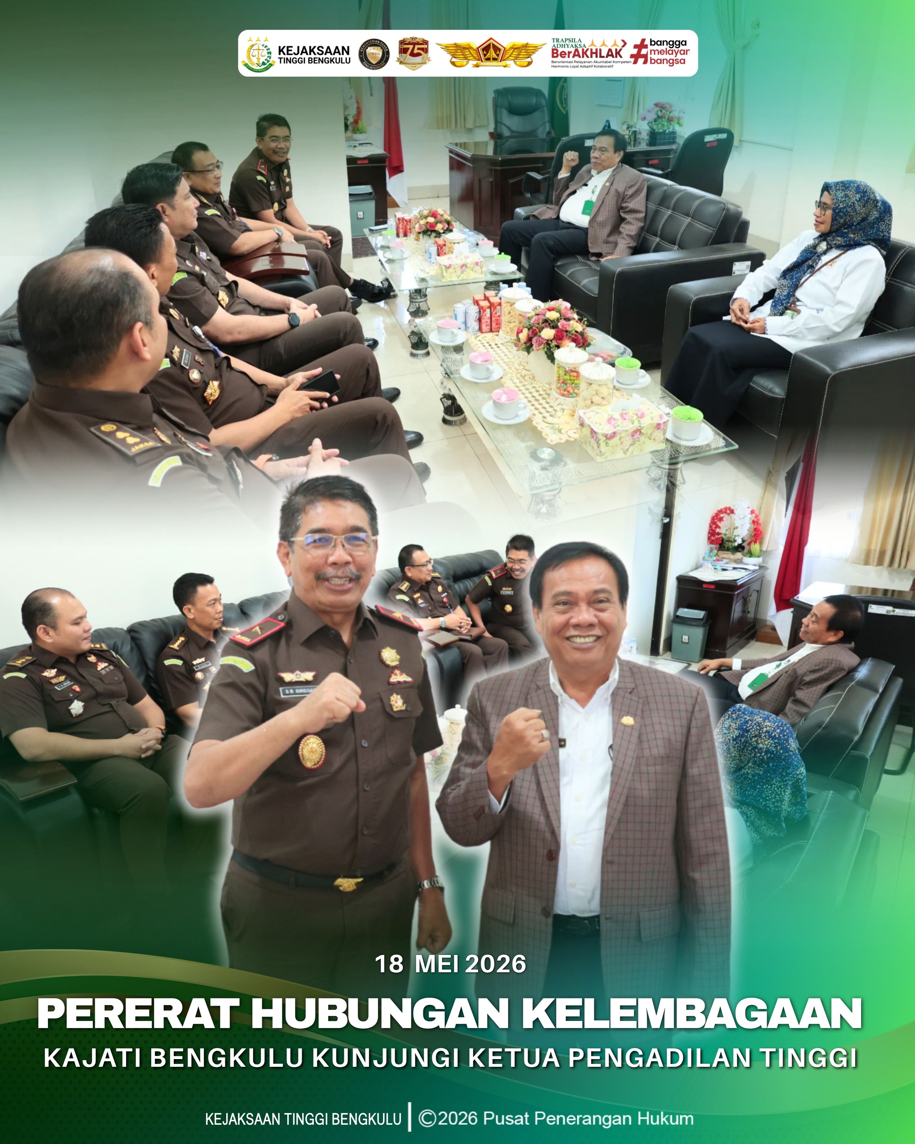 Pererat Hubungan Kelembagaan Kajati Bengkulu Kunjungi Ketua Pengadilan Tinggi