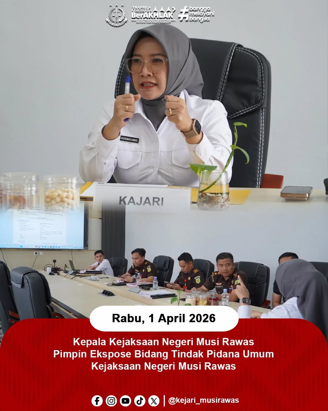 Kajari Musi Rawas beserta Kasi Pidum Gelar Kegiatan Ekspose Perkara Tindak Pidana Umum