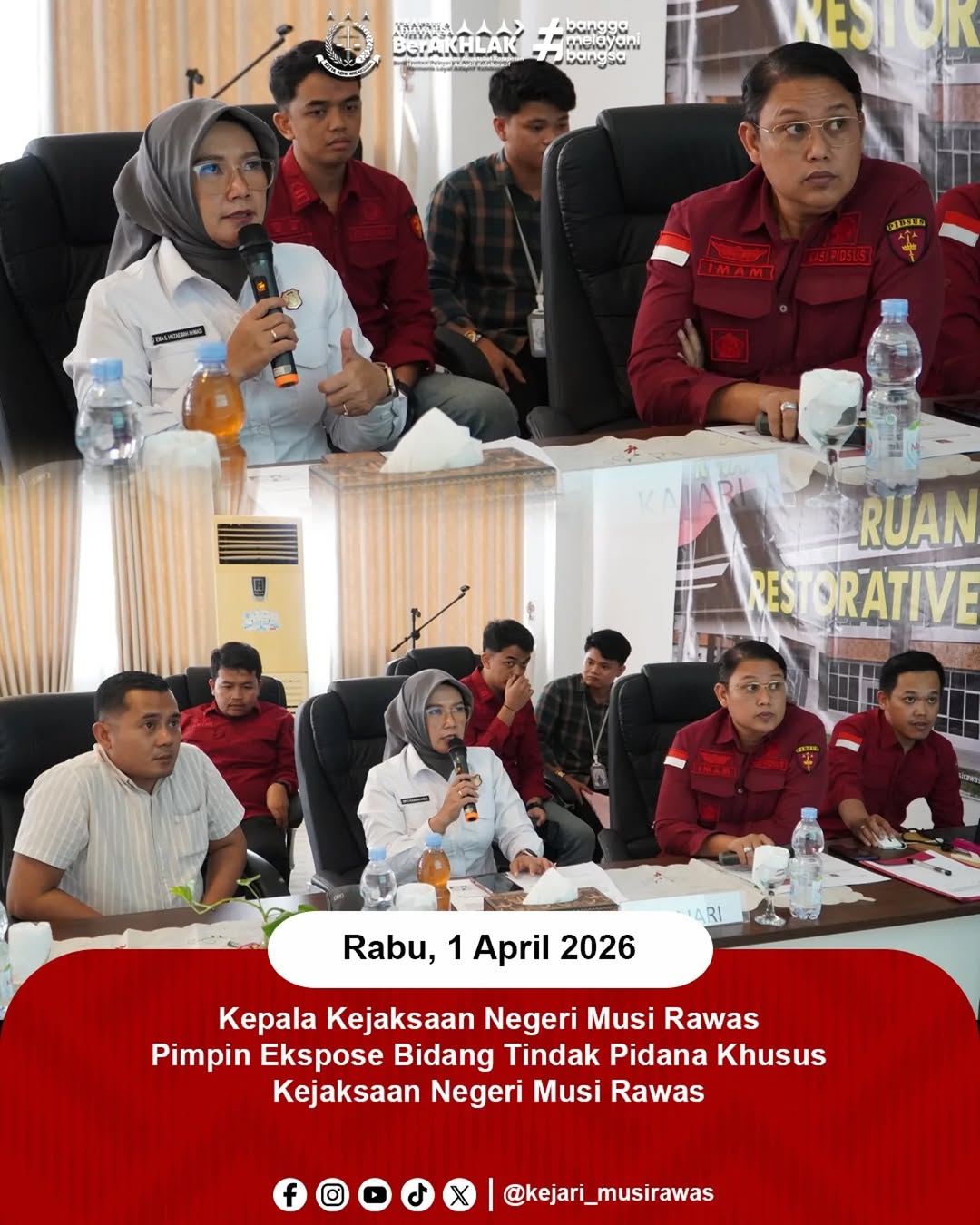 Kajari Musi Rawas beserta Kasi Pidsus Gelar Kegiatan Ekspose Perkara Tindak Pidana Khusus