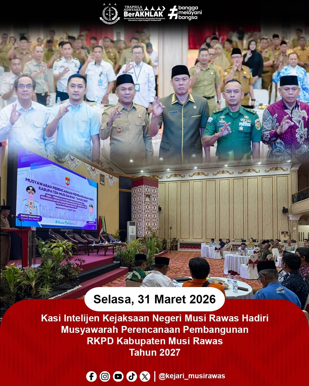 Dukung Pembangunan Daerah Kasi Intel Kejari Musi Rawas Hadiri Musrenbang RKPD Tahun 2027