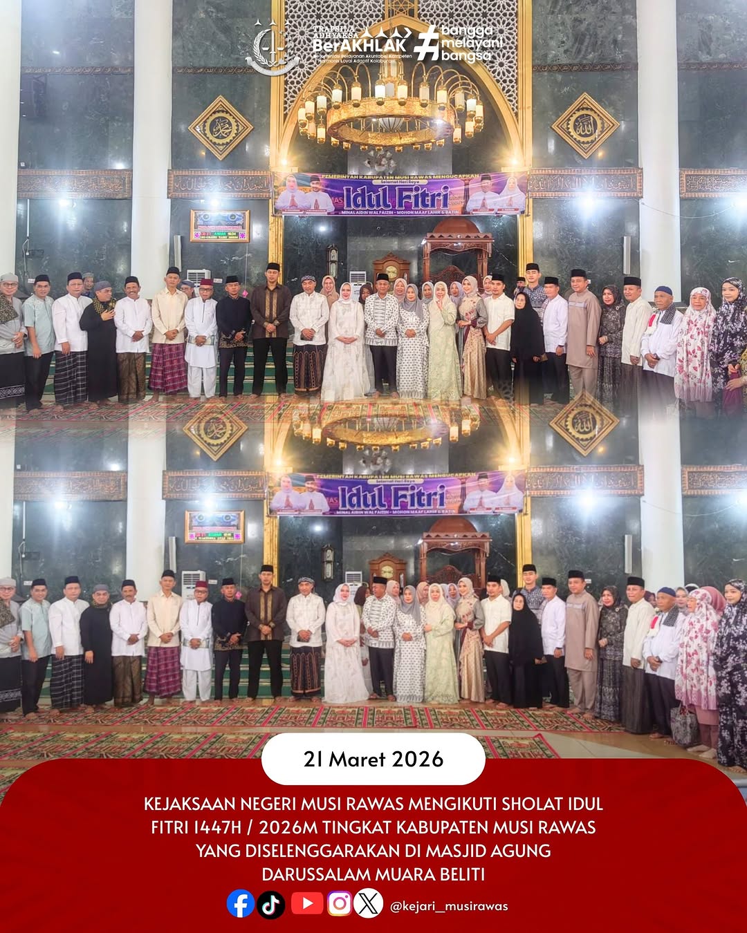Sinergi di Hari Kemenangan Jajaran Kejari Musi Rawas Ikuti Salat Idulfitri 1447 H Tingkat Kabupaten