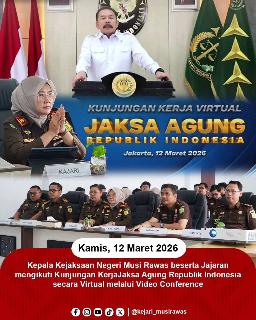 Simak Arahan Strategis Pimpinan Kajari Musi Rawas dan Jajaran Ikuti Kunjungan Kerja Jaksa Agung RI Secara Virtual