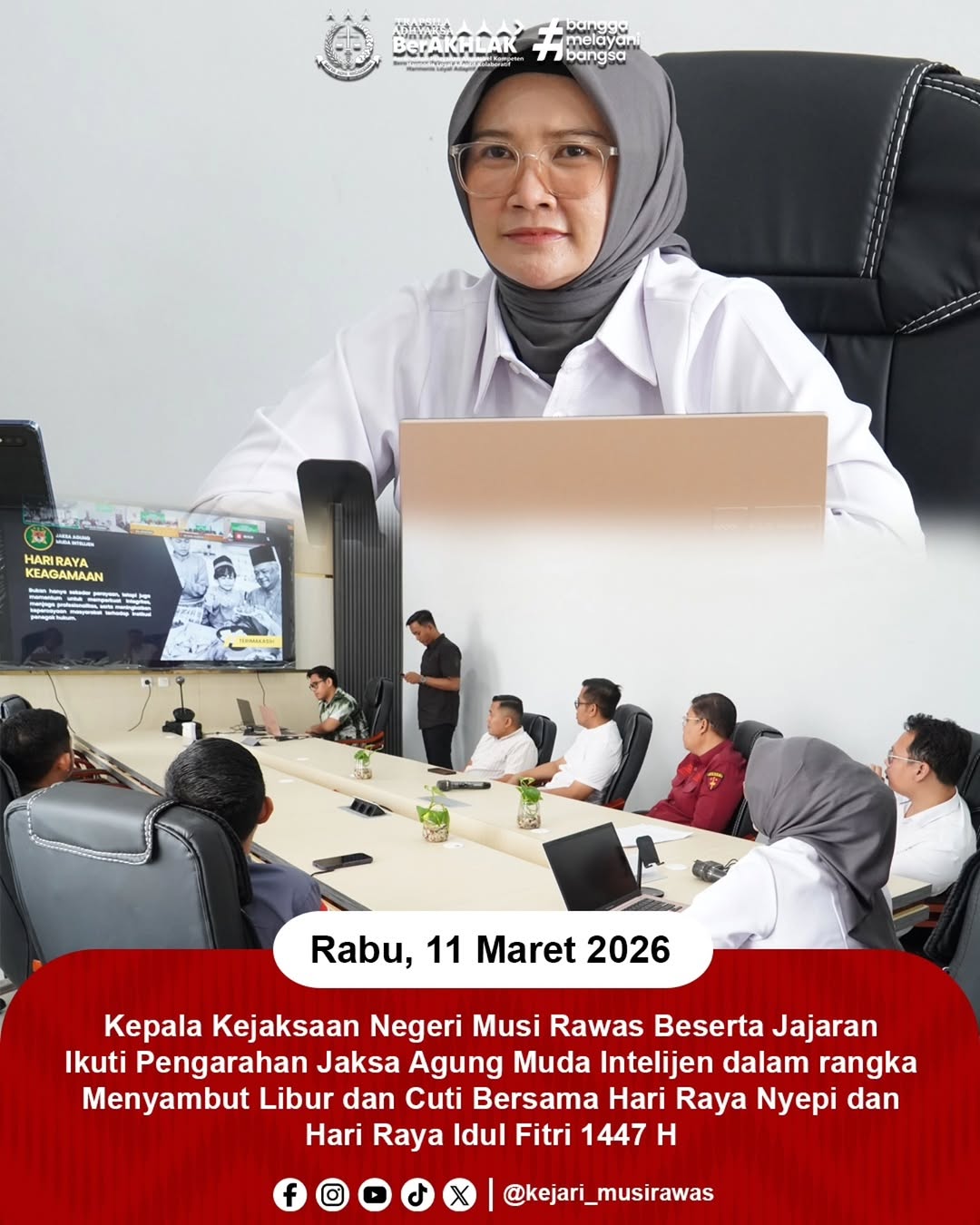 Kajari Musi Rawas Hadiri Pengarahan JAM-INTEL Melalui Video Conference Menjelang Libur Hari Raya