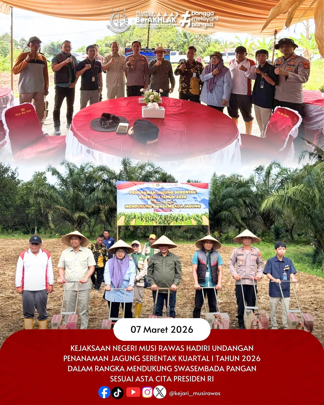 Dukung Asta Cita Presiden RI Tim Intelijen Kejari Musi Rawas Hadiri Penanaman Jagung Serentak