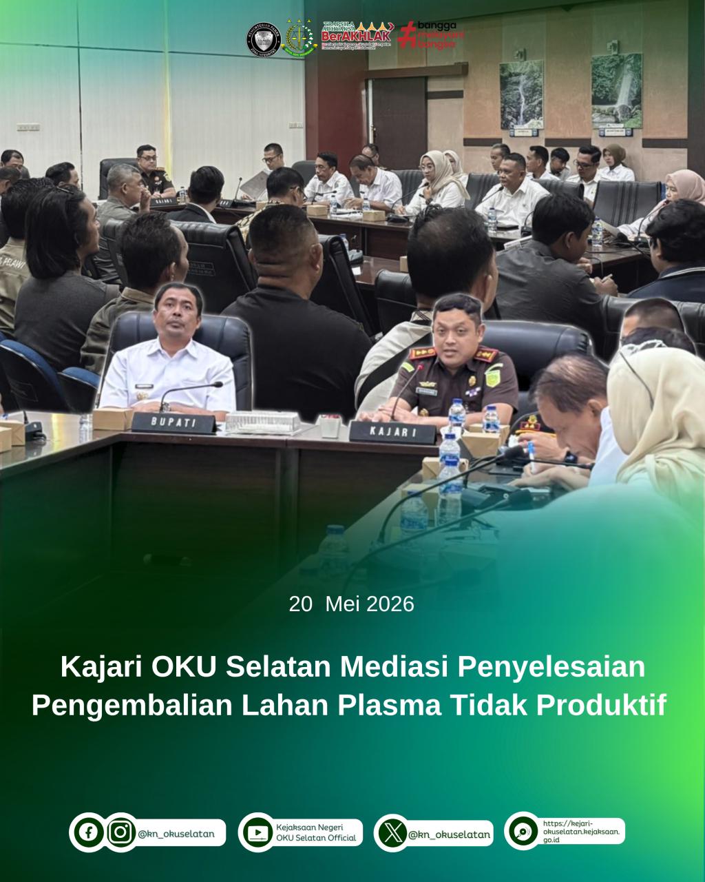Kajari OKU Selatan Mediasi Penyelesaian Pengembalian Lahan Plasma Tidak Produktif