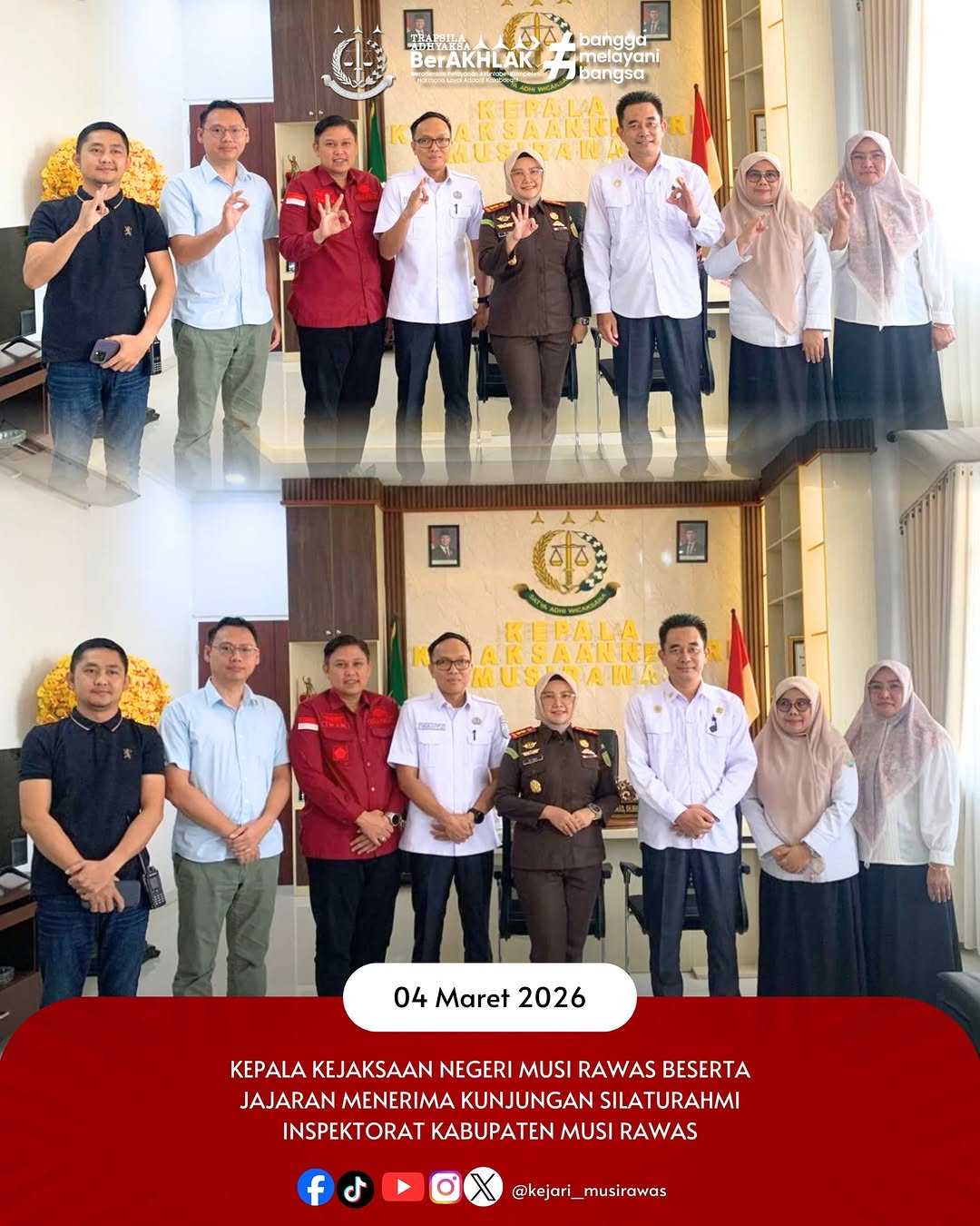 Kajari Musi Rawas beserta Jajaran Terima Kunjungan Silaturahmi Inspektorat Kabupaten Musi Rawas