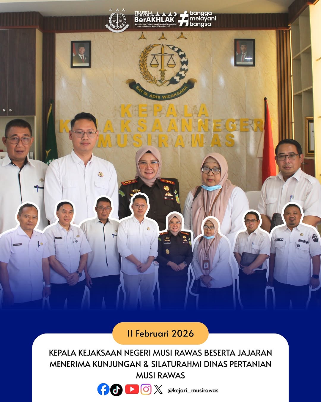 Kepala Kejaksaan Negeri Musi Rawas Ibu Dr Ema Siti Huzaemah Ahmad SH MH beserta Jajaran menerima Kunjungan  Silaturahmi Dinas Pertanian Musi Rawas