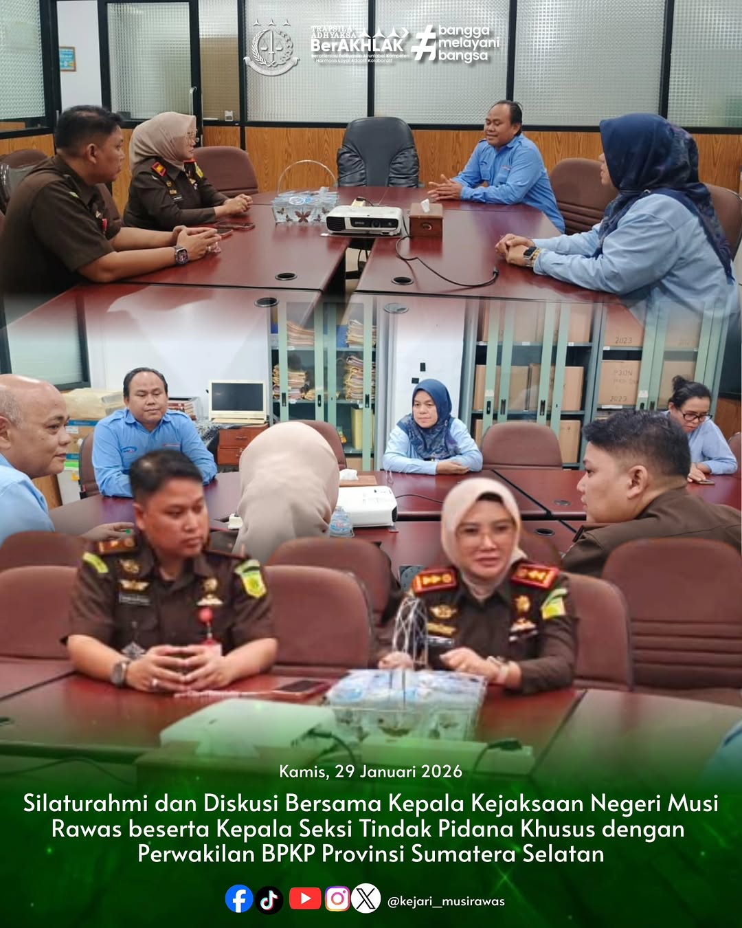Kepala Kejaksaan Negeri Musi Rawas Dr Ema Siti Huzaemah Ahmad SH MH Beserta Kepala Seksi Tindak Pidana Khusus Imam Murtadlo SH MH Bersilaturahmi dan Diskusi Bersama Perwakilan BPKP Provinsi Sumatera Selatan