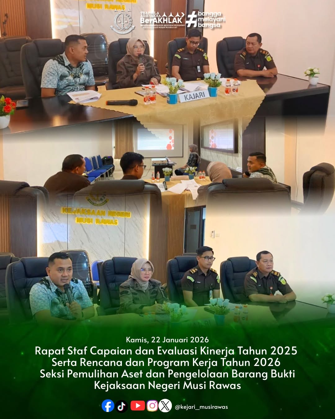 Kajari Musi Rawas Pimpin Rapat Evaluasi dan Rencana Kerja Bidang Pemulihan Aset dan Pengelolaan Barang Bukti
