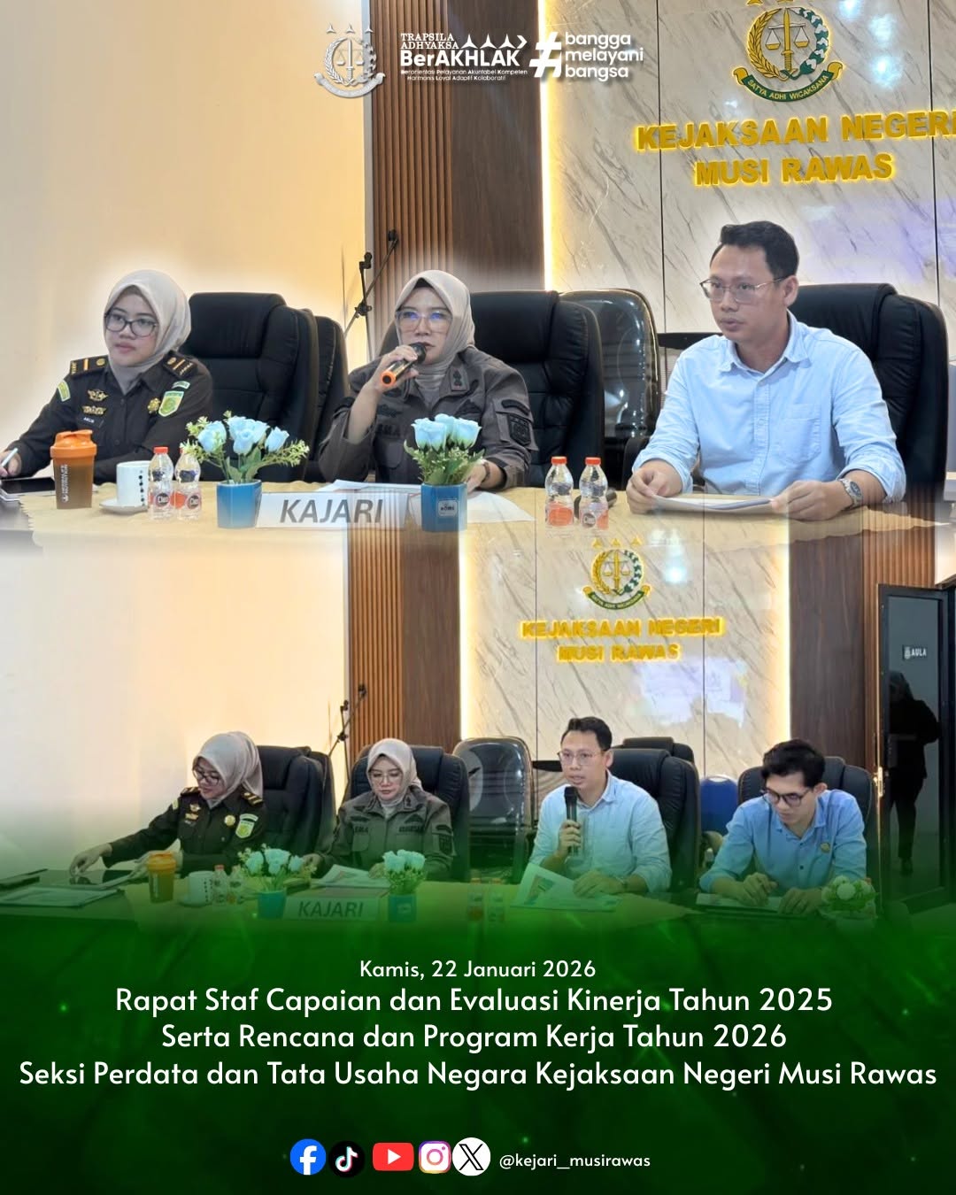 Kajari Musi Rawas Pimpin Rapat Capaian Kerja 2025 dan Rencana Program 2026 Bidang Datun