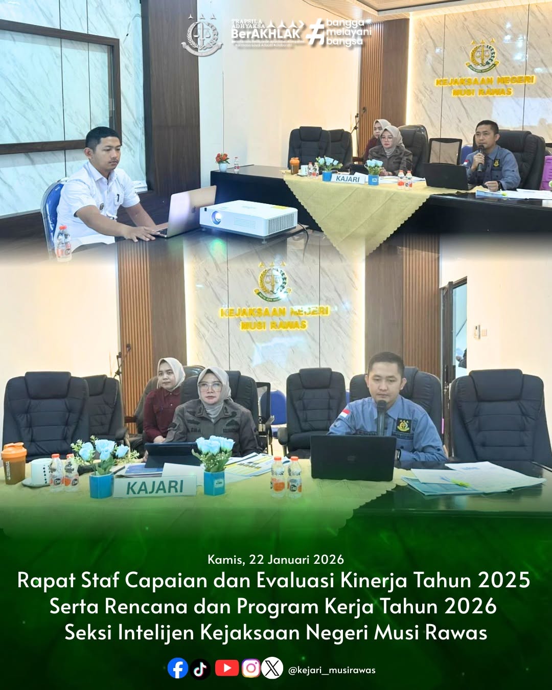 Kajari Musi Rawas Pimpin Rapat Evaluasi Capaian 2025 dan Rencana Program 2026 Bidang Intelijen