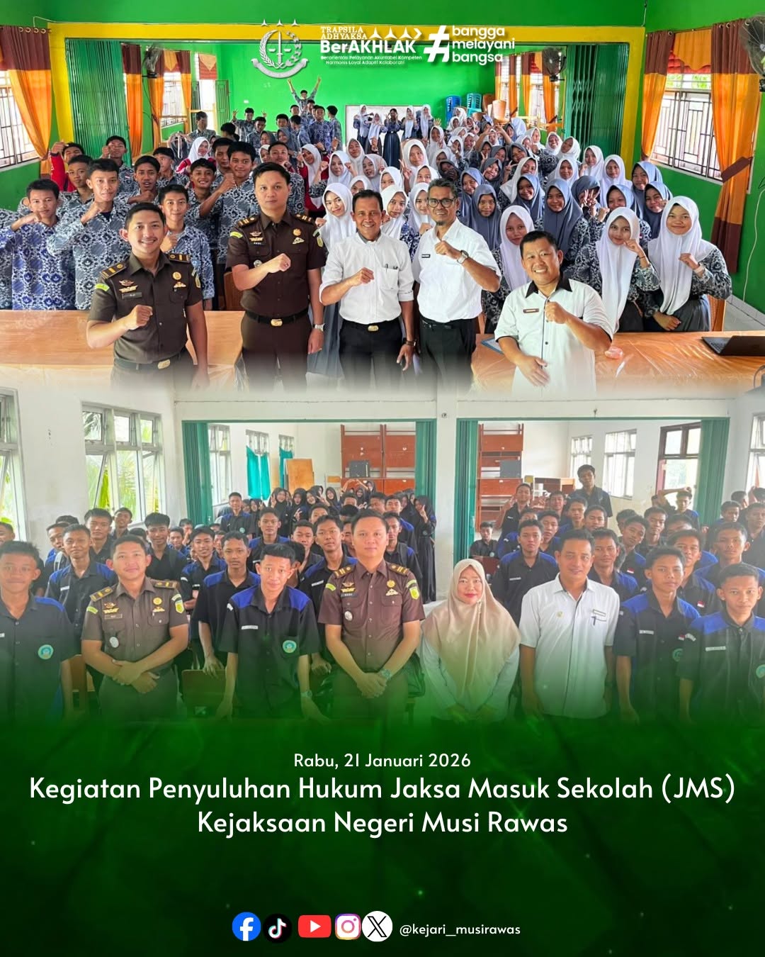 Sasar SMAN dan SMKN Purwodadi Kejari Musi Rawas Massifkan Program Jaksa Masuk Sekolah Guna Bentuk Karakter Taat Hukum