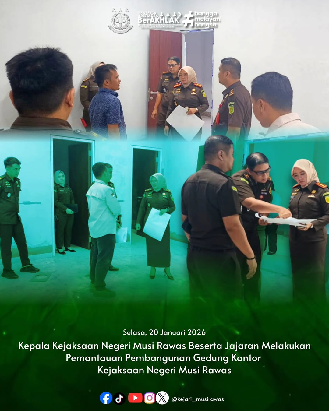 Kepala Kejaksaan Negeri Musi Rawas Dr Ema Siti Huzaemah Ahmad SH MH beserta jajaran melakukan pemantauan pembangunan gedung kantor Kejaksaan Negeri Musi Rawas