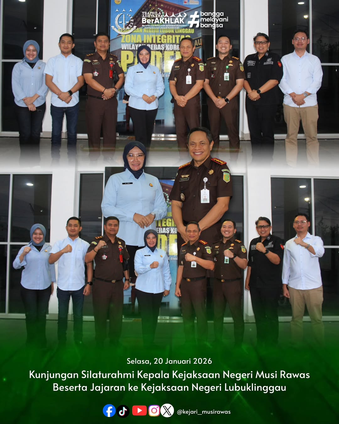Kepala Kejaksaan Negeri Musi Rawas Ibu Dr Ema Siti Huzaemah Ahmad SH MH beserta jajaran melakukan kunjungan silaturahmi ke Kejaksaan Negeri Lubuklinggau