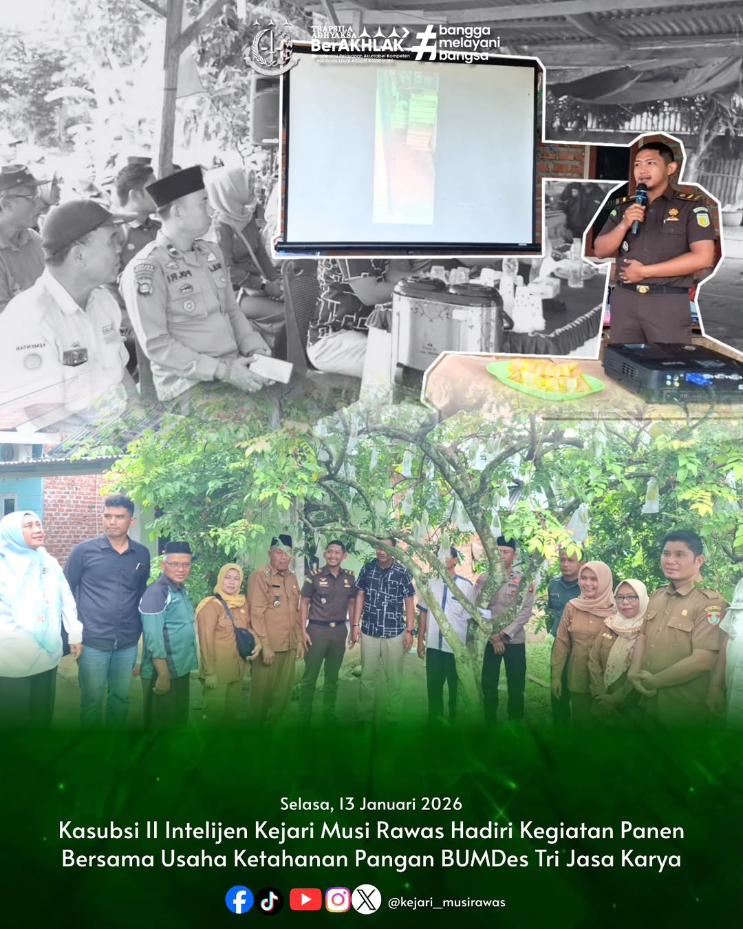 Kasubsi II Intelijen Imam Fauzi SH menghadiri Kegiatan Panen Bersama Usaha Ketahanan Pangan BUMDes Tri Jasa Karya pada pukul 1030 WIB sd selesai bertempat di Kebun Belimbing Dusun III Desa Trikoyo