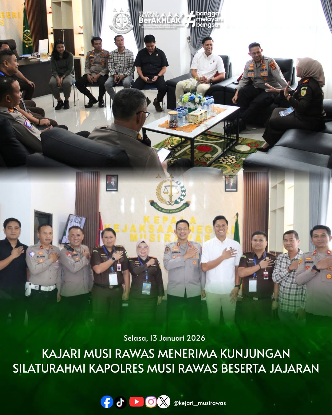 Perkuat Sinergitas Aparat Penegak Hukum Kajari Musi Rawas Sambut Hangat Kunjungan Silaturahmi Kapolres