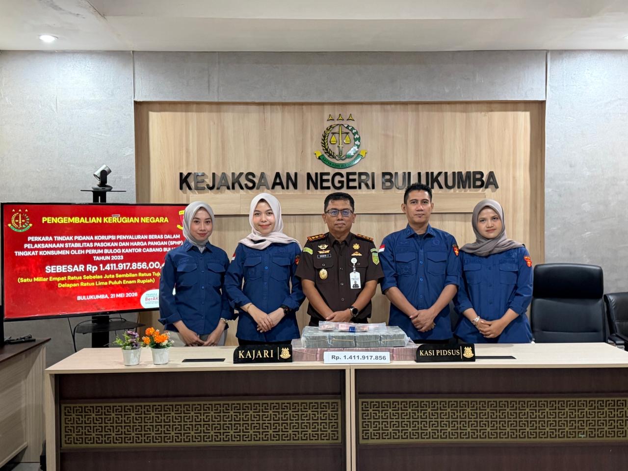 Kejaksaan Negeri Bulukumba Terima Pengembalian Kerugian Negara Rp1 Miliar Lebih Terkait Kasus Korupsi Beras SPHP Bulog