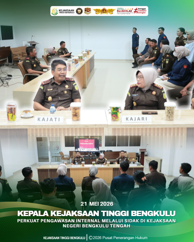 Kepala Kejaksaan Tinggi Bengkulu Perkuat Pengawasan Internal Melalui Sidak di Kejaksaan Negeri Bengkulu Tengah
