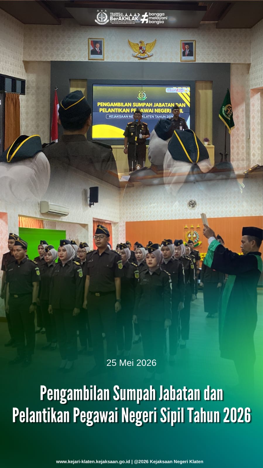 Pengambilan Sumpah Jabatan dan Pelantikan Pegawai Negeri Sipil Tahun 2026 di Kejaksaan Negeri Klaten