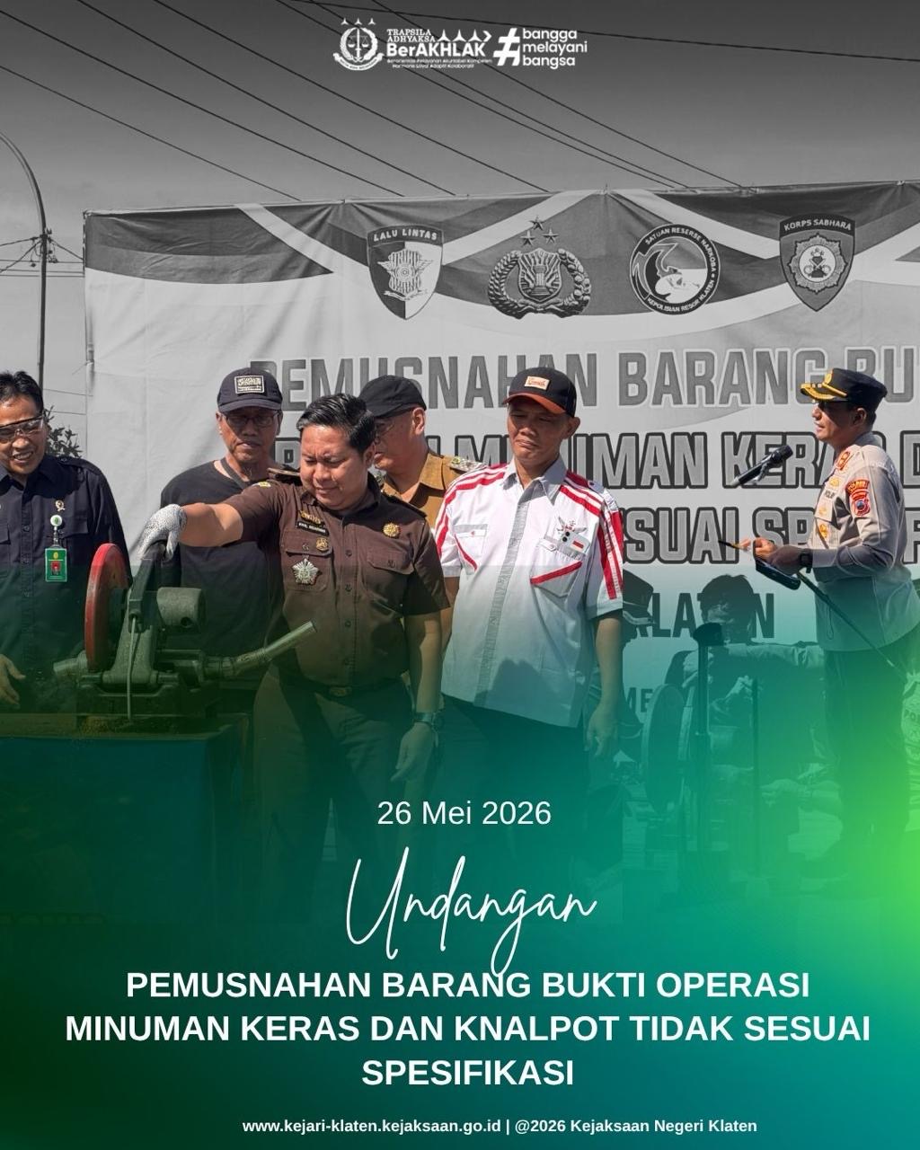 Pemusnahan Barang Bukti Operasi Miras dan Knalpot Tidak Sesuai