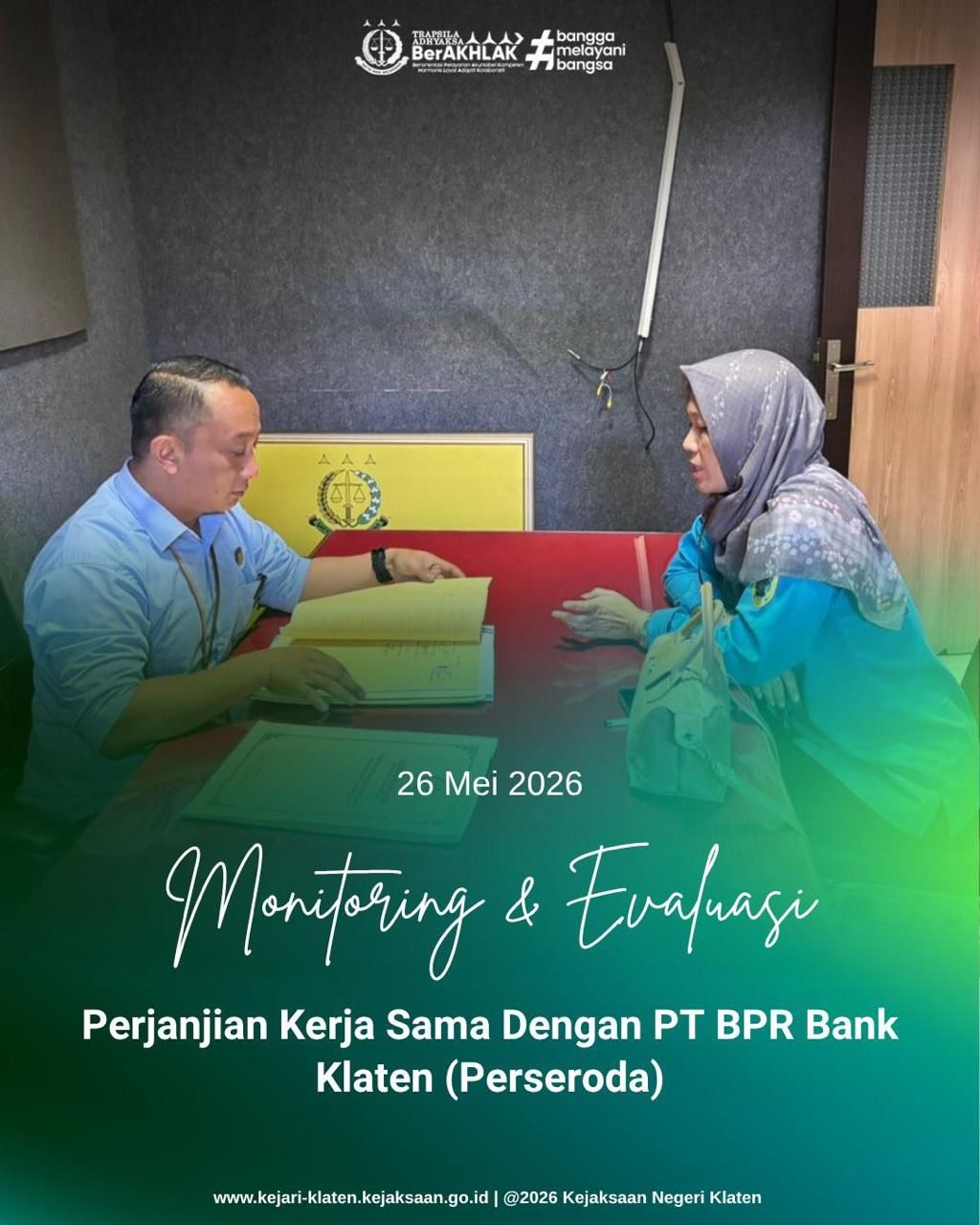 Monitoring dan Evaluasi Kerja Sama dengan PT BPR Bank Klaten