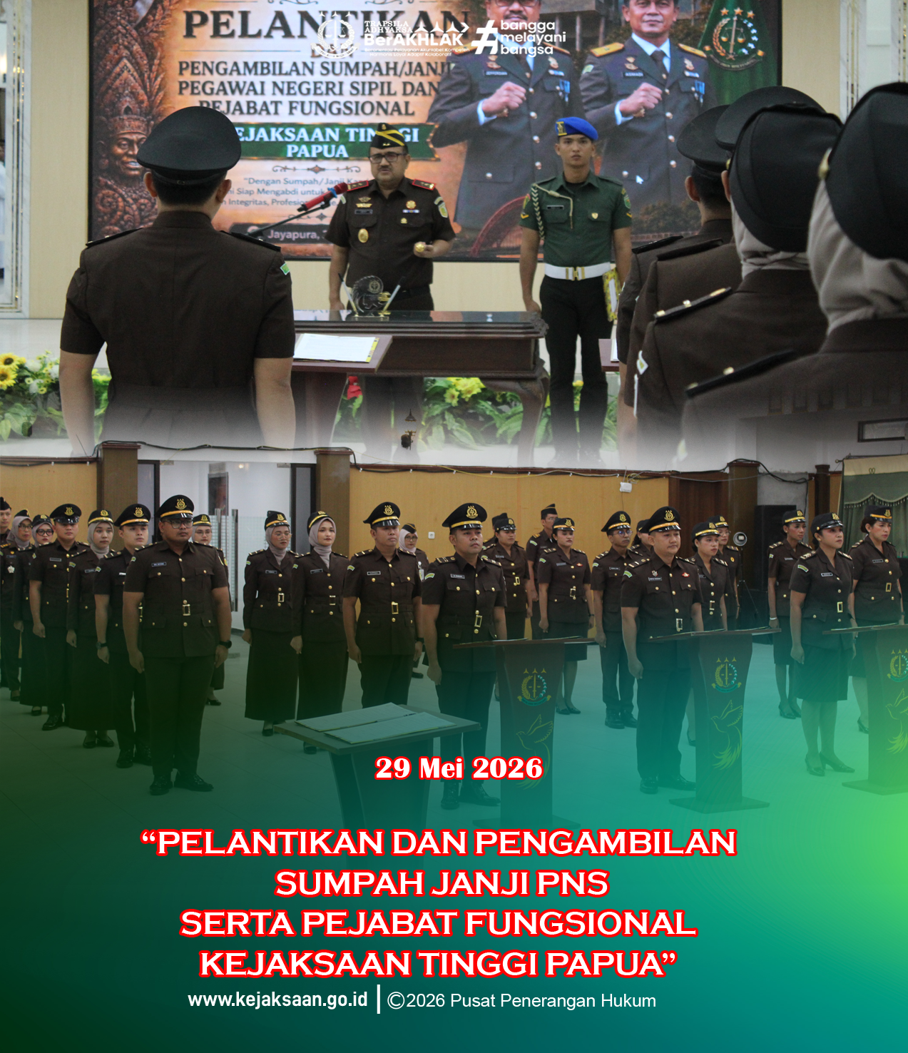 Kajati Papua Pimpin Pelantikan Dan Pengambilan Sumpah Janji Pns Serta Pejabat Fungsional Kejati Papua