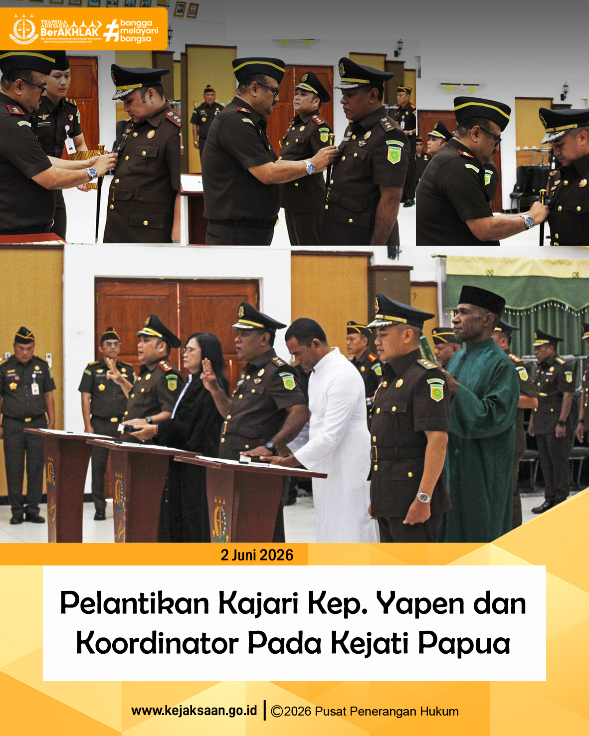 Pelantikan dan Pengambilan Sumpah Jabatan Pejabat Eselon III di lingkungan  Kejati Papua