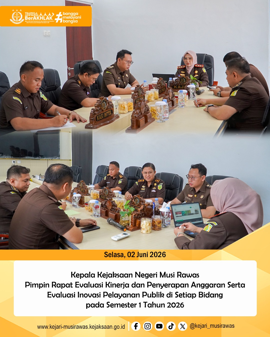 Optimalkan Pelayanan Publik Kejari Musi Rawas Gelar Rapat Evaluasi Kinerja Semester I Tahun 2026