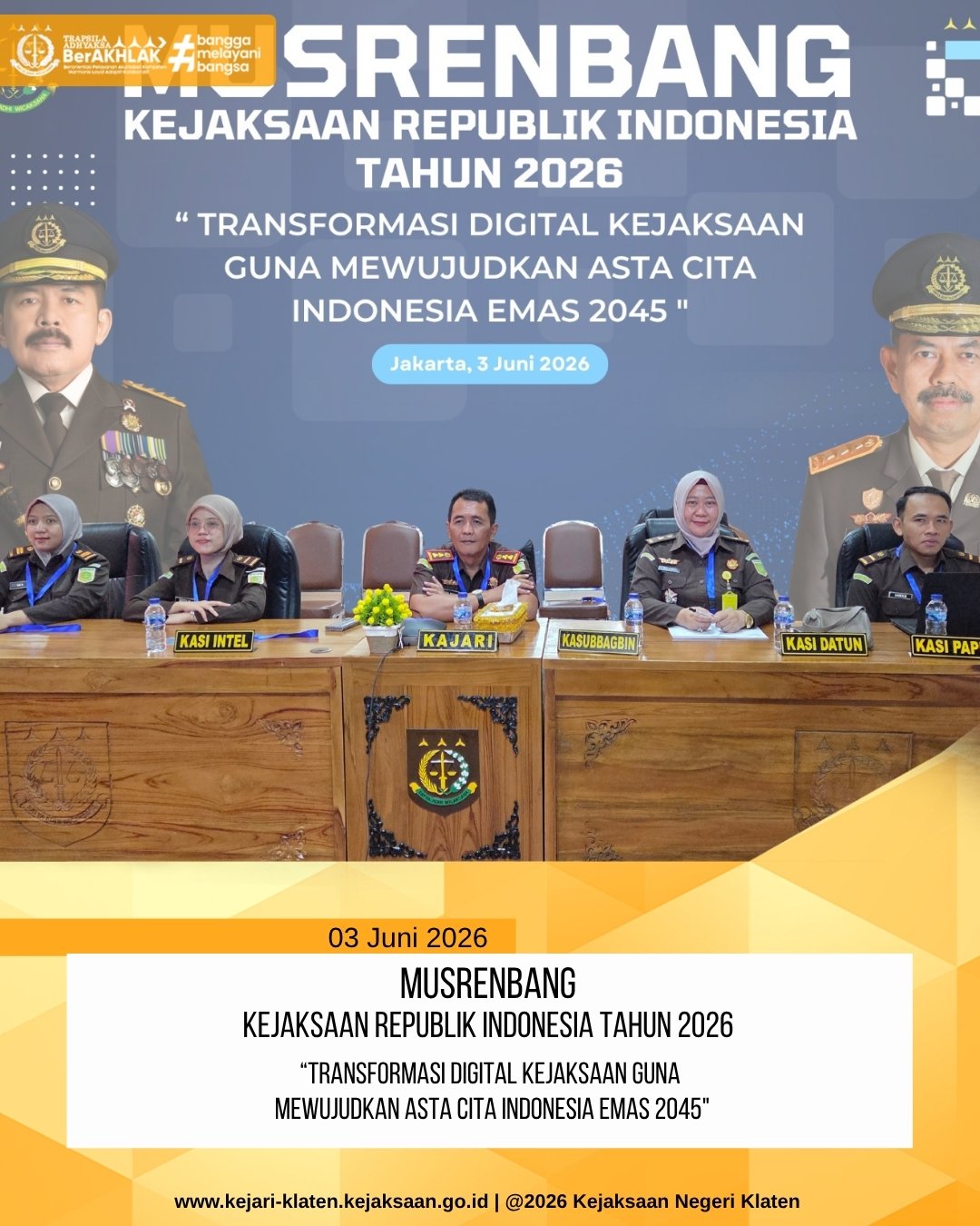 Pembukaan Musyawarah Perencanaan Pembangunan Musrenbang) Kejaksaan RI Tahun 2026