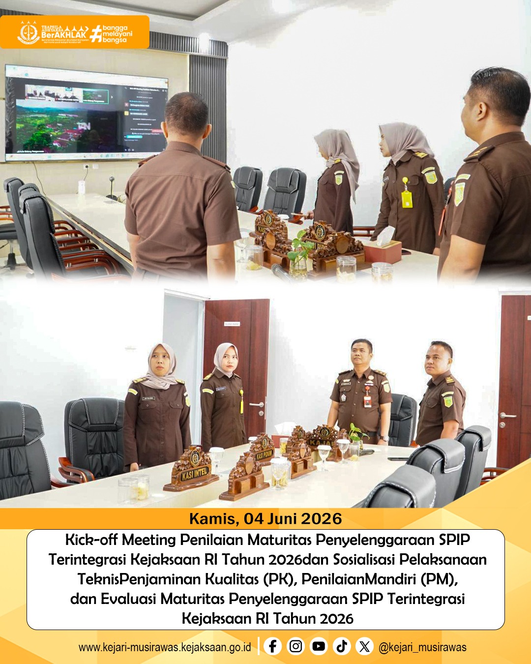 Secara Virtual Kejari Musi Rawas Ikuti Kick-off Meeting Penilaian Maturitas SPIP Terintegrasi Kejaksaan RI Tahun 2026