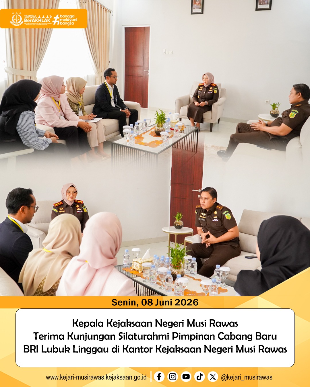 Kajari Musi Rawas Didampingi Kasi Pidsus Terima Audiensi Pimpinan Cabang Baru BRI Lubuk Linggau