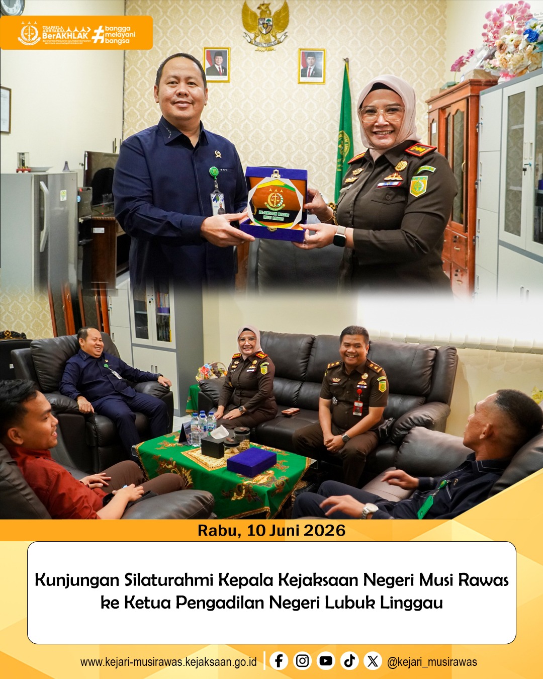 Kajari Musi Rawas dan Kasi Pidum Sambangi Ketua PN Lubuk Linggau Terkait Sinergitas Penegakan Hukum