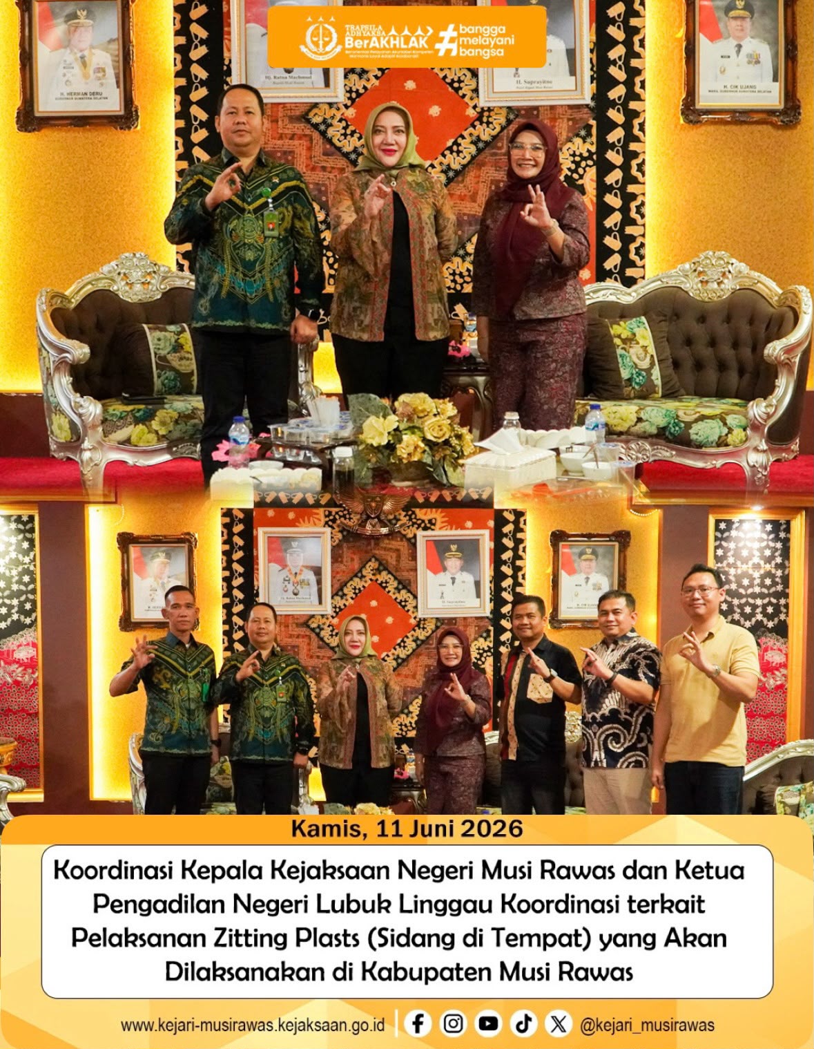 Kejari Musi Rawas Koordinasi dengan PN Lubuklinggau dan Pemkab Musi Rawas untuk Persiapan Zitting Plaats