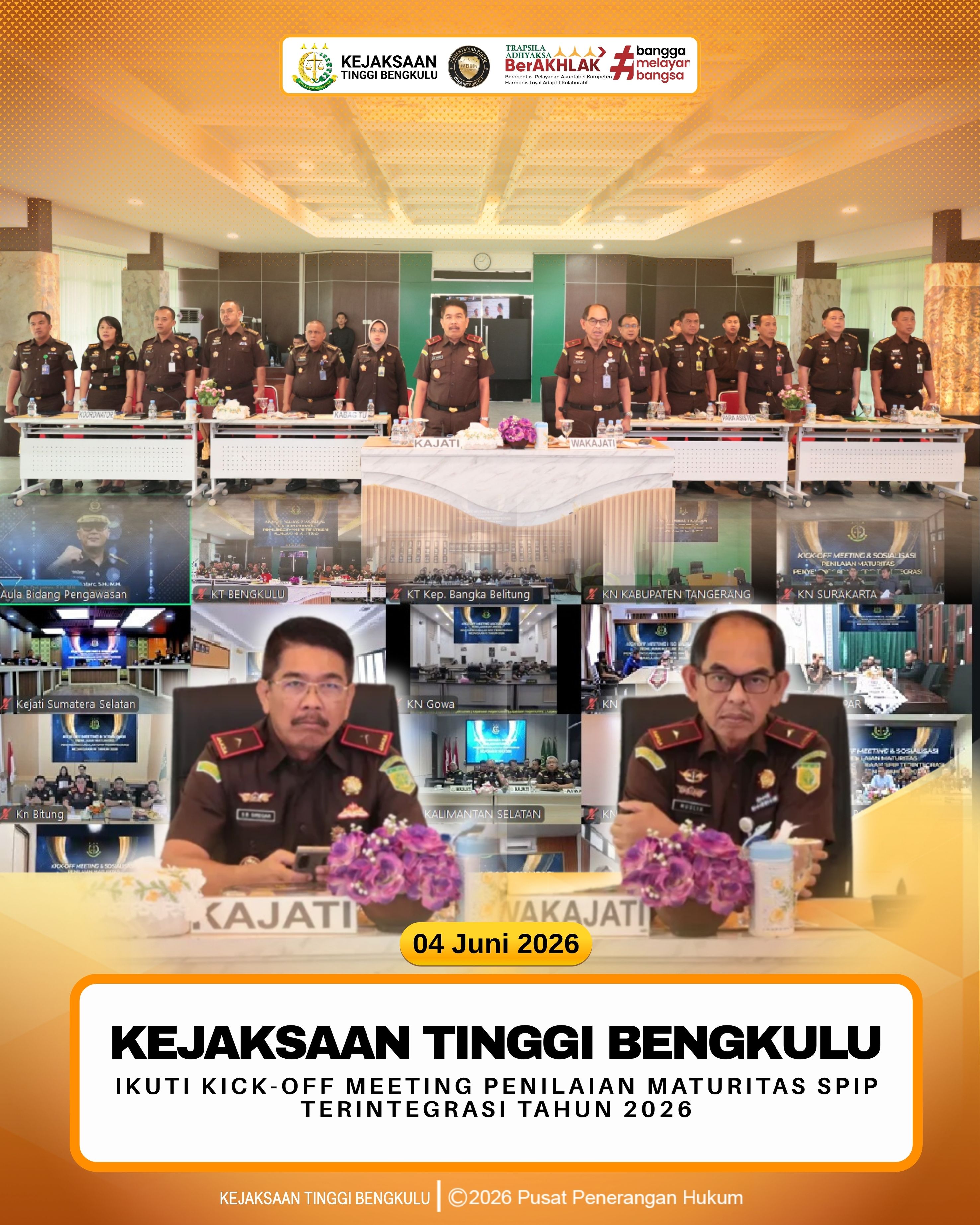 Kejaksaan Tinggi Bengkulu Ikuti Kick-off Meeting Penilaian Maturitas SPIP Terintegrasi Tahun 2026