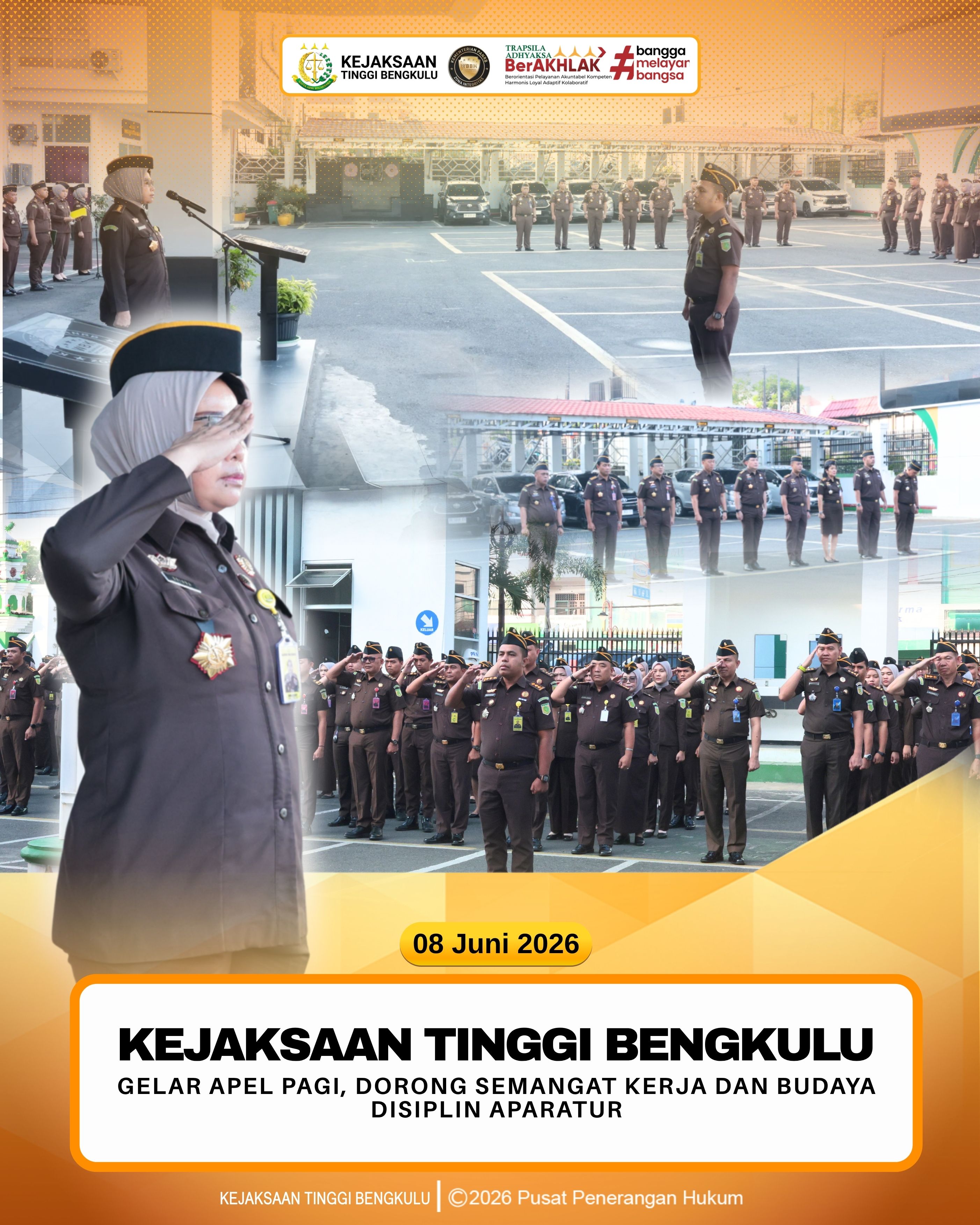 Kejaksaan Tinggi Bengkulu Gelar Apel Pagi Dorong Semangat Kerja dan Budaya Disiplin Aparatur