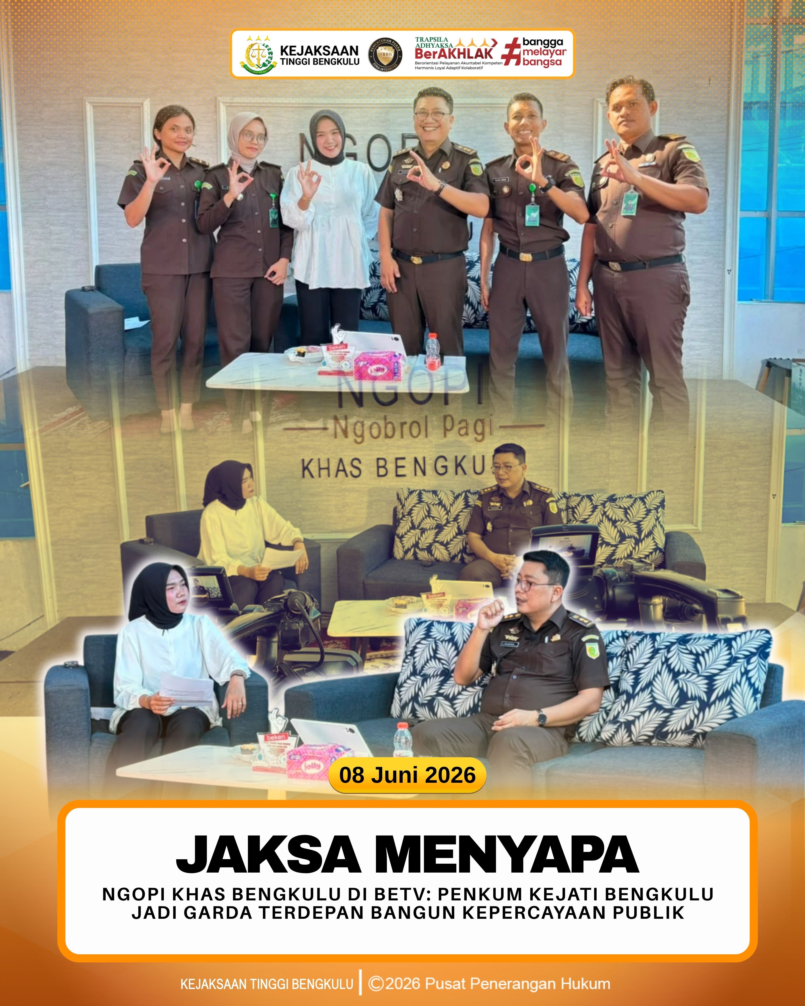 Ngopi Khas Bengkulu di BETV Penkum Kejati Bengkulu Jadi Garda Terdepan Bangun Kepercayaan Publik