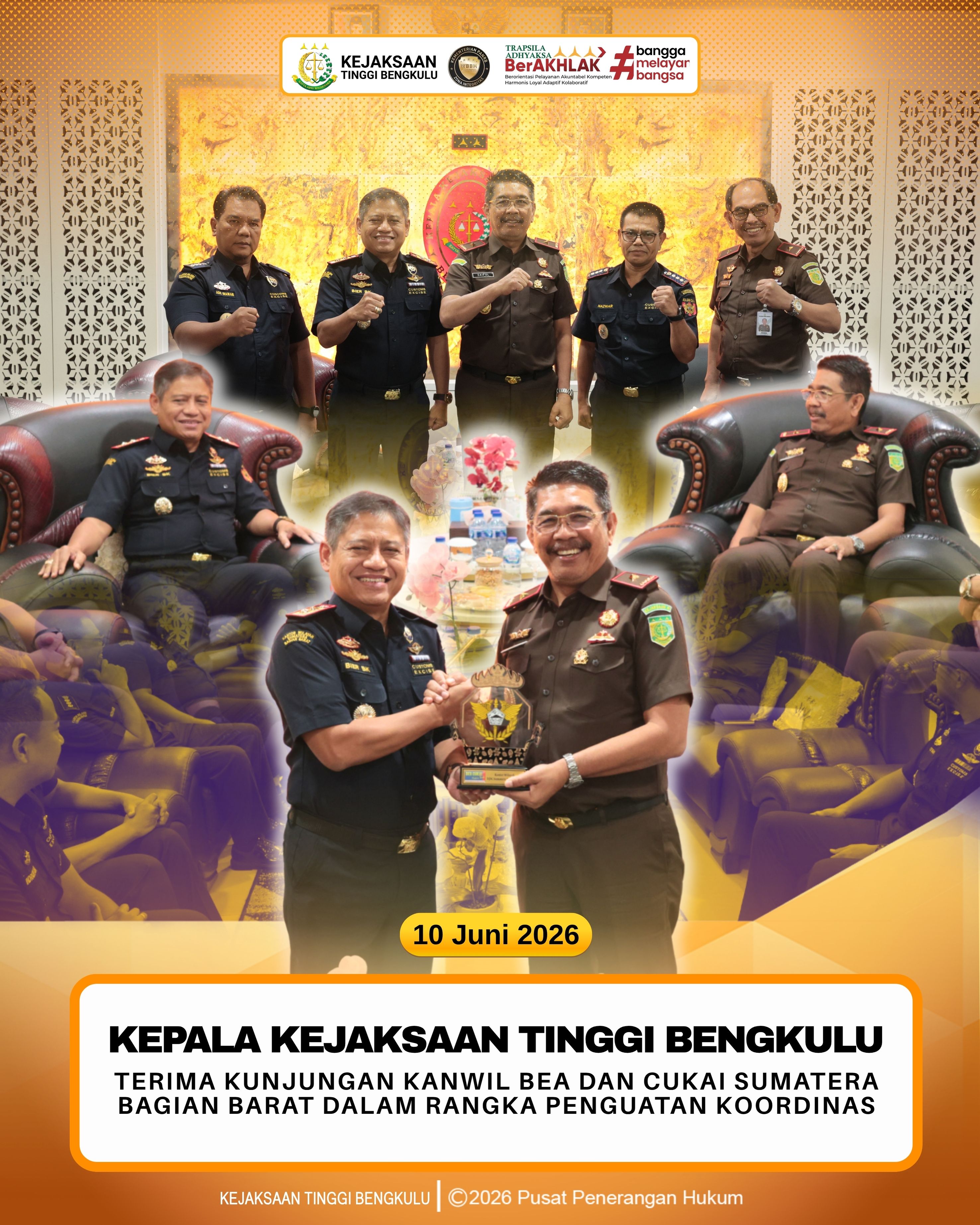 Kejaksaan Tinggi Bengkulu Terima Kunjungan Kanwil Bea dan Cukai Sumatera Bagian Barat dalam Rangka Penguatan Koordinasi